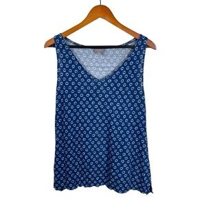 ❗️J Jill Women’s Tank Top Blue Floral Large 100% Linen
